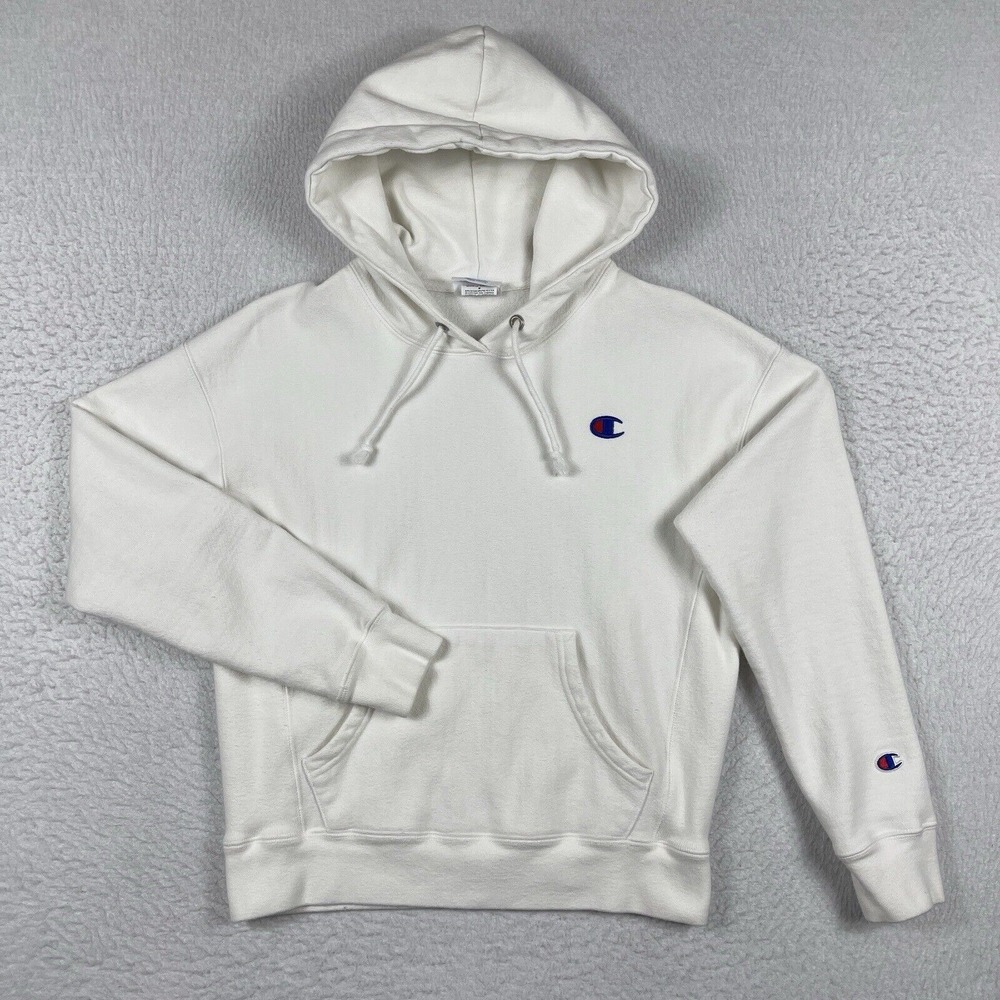 Champion Sweatshirt Womens Medium White Pullover Hoodie Casual Activewear GF757